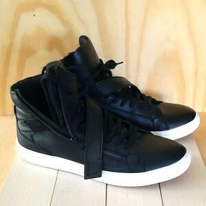 Aldo Black Leather Side-Zippered Men s Shoes, Size 13